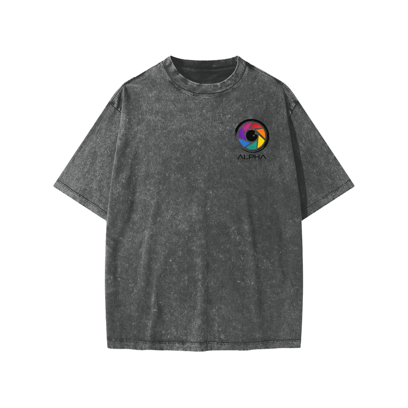 Alpha Crew Youth Standard Snow Washed Tee — side view showing proportional youth sizing on young creators.