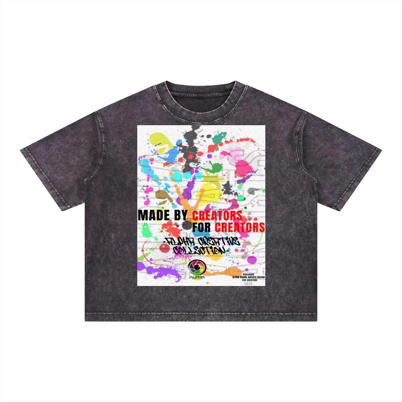 Alpha Visual Artists Made for Creators Tee fabric texture, mineral-washed 100 percent cotton