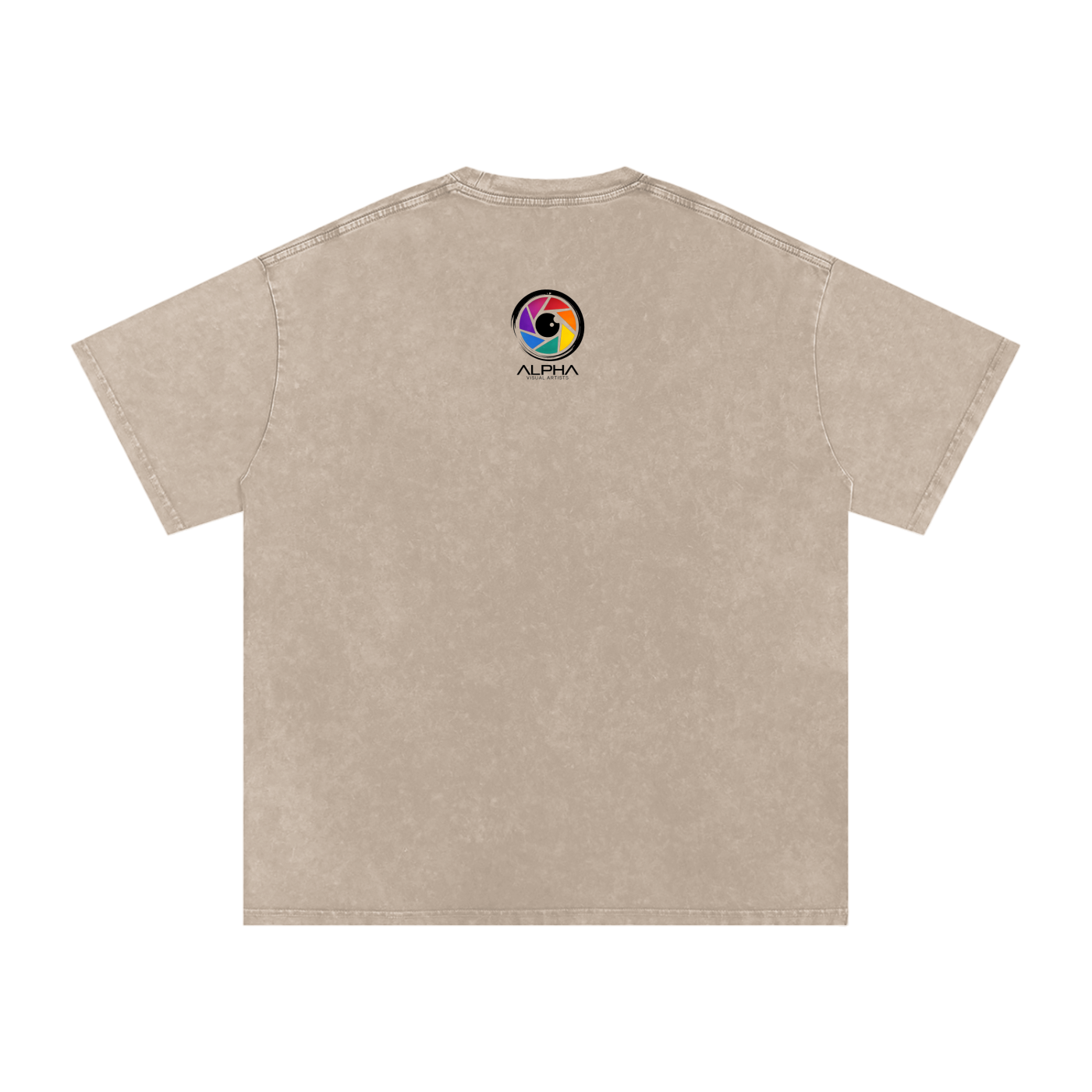 Alpha Graffiti Tee — shoulder and sleeve detail showing drop-shoulder cut.