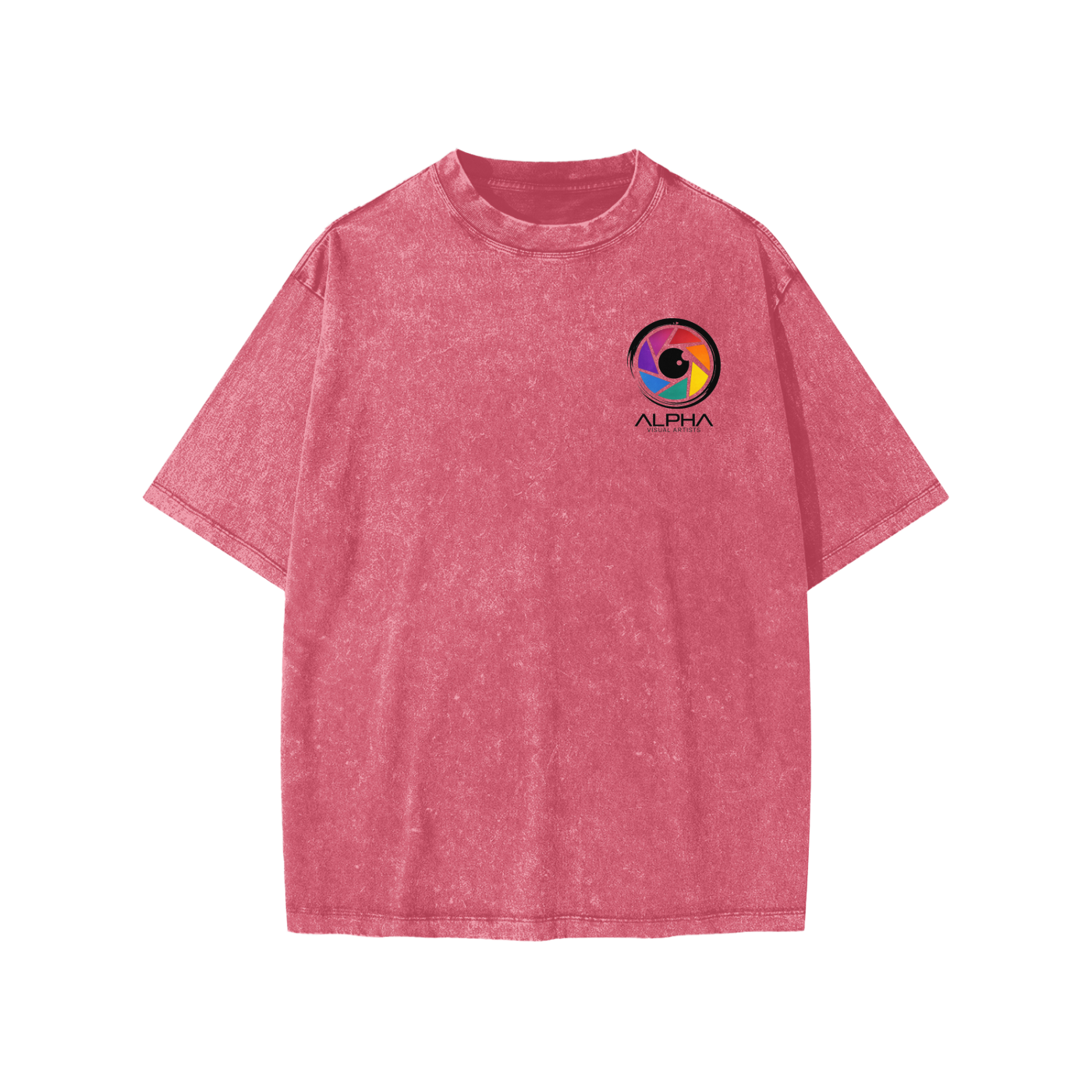 Alpha Crew Youth Standard Snow Washed Tee — crew neck view, clean collar structure.
