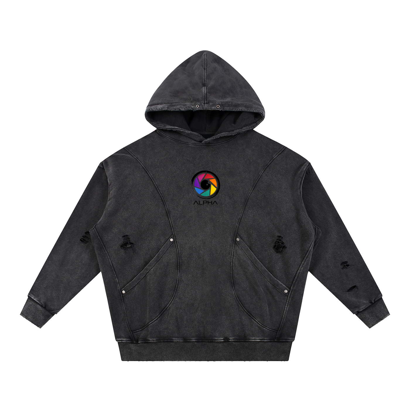 Alpha Crew Vision Distressed Oversized Hoodie