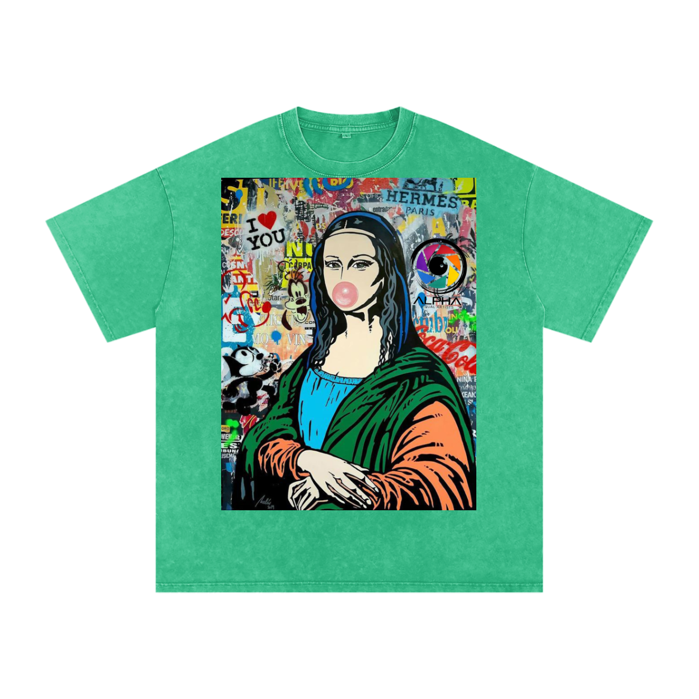 Creative Crew Tee Mona Lisa — lifestyle shot on creative crew member between setups.