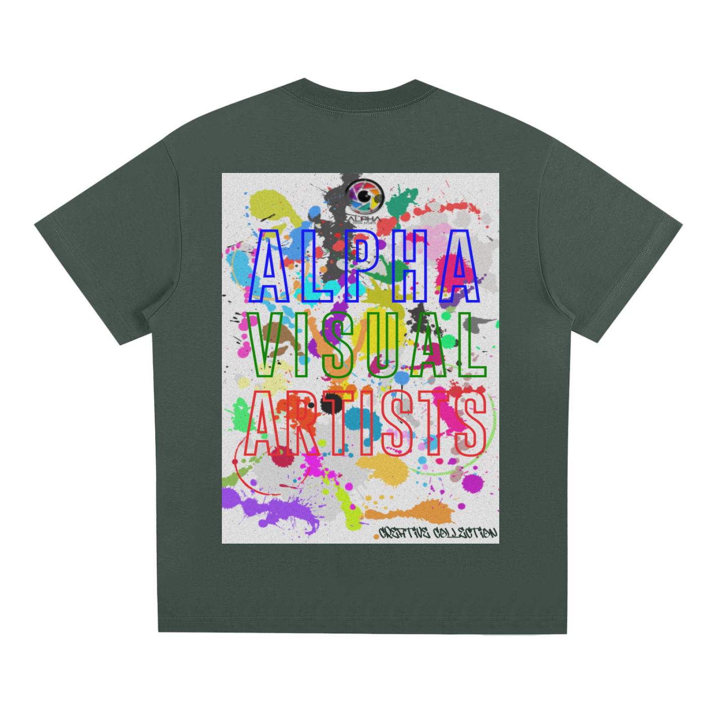 AVA Creative Sorona Tee v2 — flat lay showing 40x52cm AVA back print area.