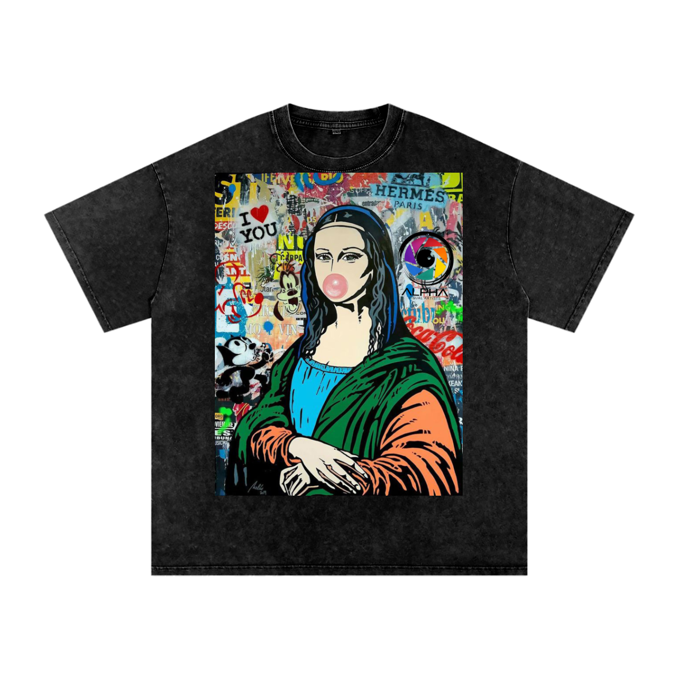 Creative Crew Tee Mona Lisa — back view showing drop-shoulder construction on snow wash tee.
